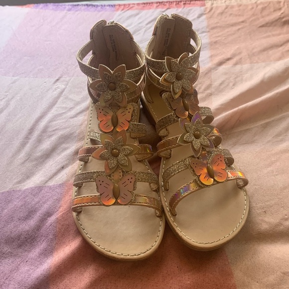 Malibu floral iridescent pink gladiator sandals girl size 1 everyday summer - Picture 1 of 5